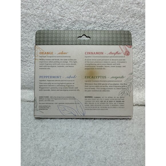 Sparoom 100% Pure Essential Oils 4-Pack: Orange Cinnamon Peppermint Eucalyptus - Picture 2 of 4